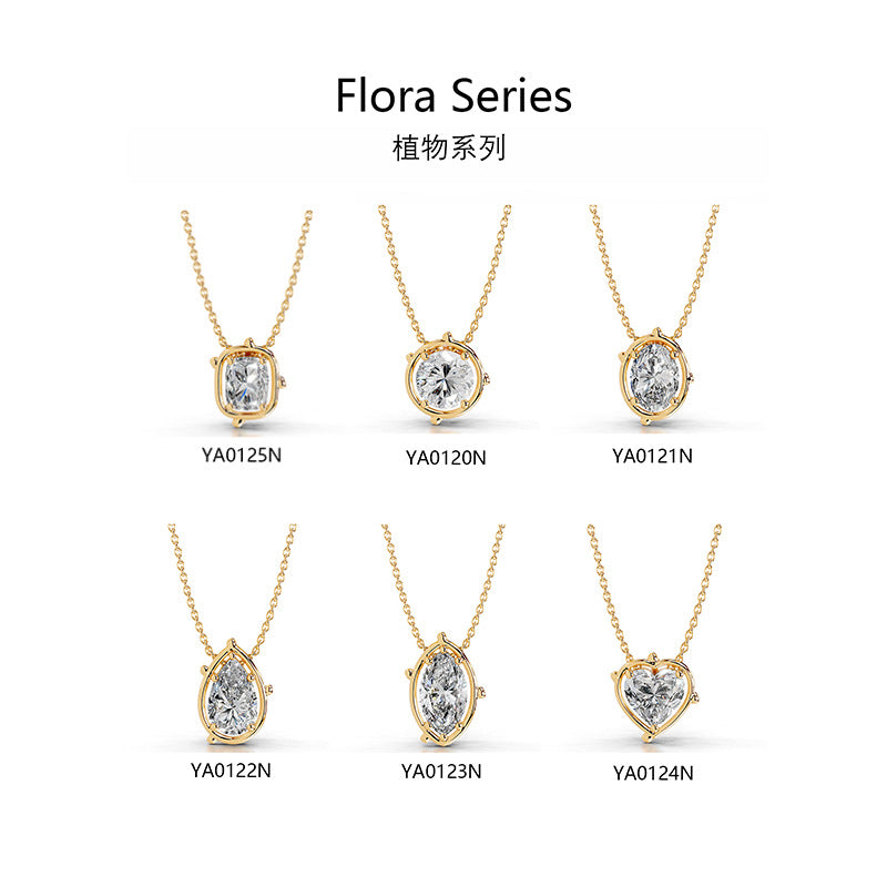 2CT Moissanite Pendant Gold Necklace