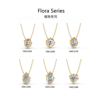 2CT Moissanite Pendant Gold Necklace