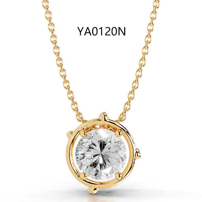 2CT Moissanite Pendant Gold Necklace