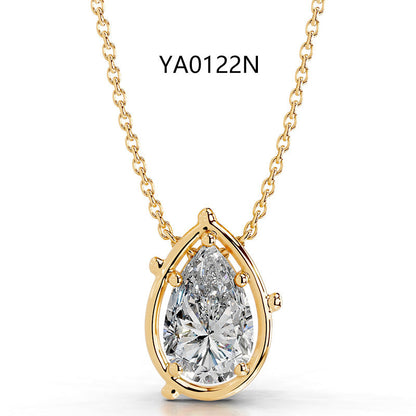 2CT Moissanite Pendant Gold Necklace