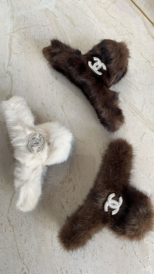 Chanel Fluffy Hair Clip Set (3Pcs)