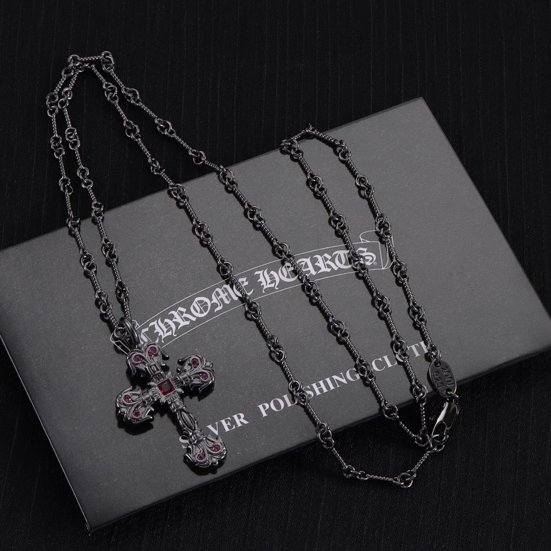 Chrome Hearts Black Purple Diamond Necklace
