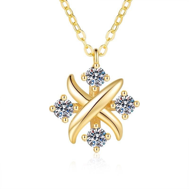 Cross Flower Moissanite Necklace Earrings