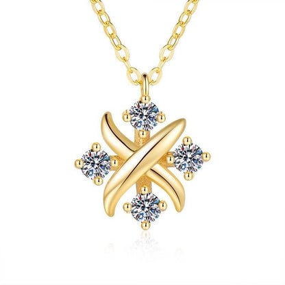 Cross Flower Moissanite Necklace Earrings
