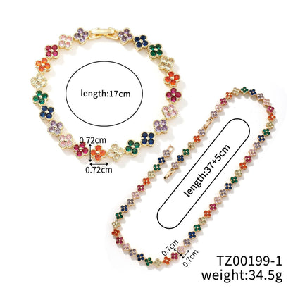 Colorful Clover Diamond Bracelet Necklace