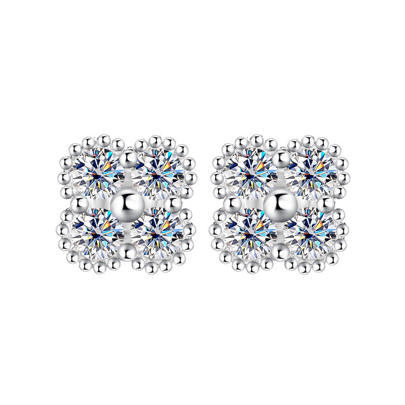 Moissanite Dainty Clover Necklace Bracelet Earrings