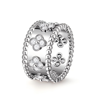 VCA Perlée clovers ring, small model, adjustable opening