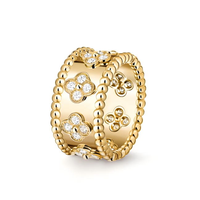 VCA Perlée clovers ring, small model, adjustable opening