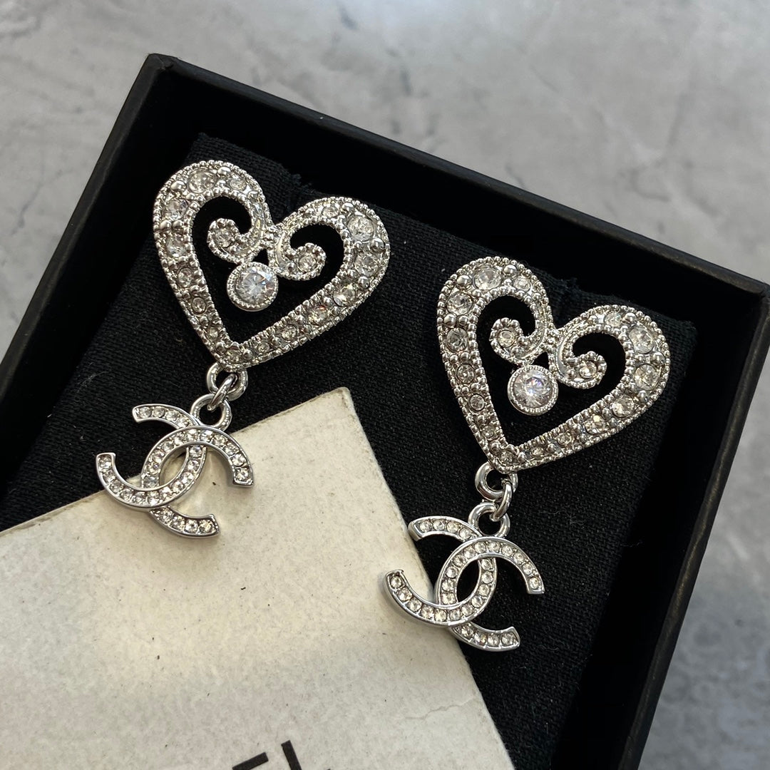 Chanel Heart Diamond Earrings