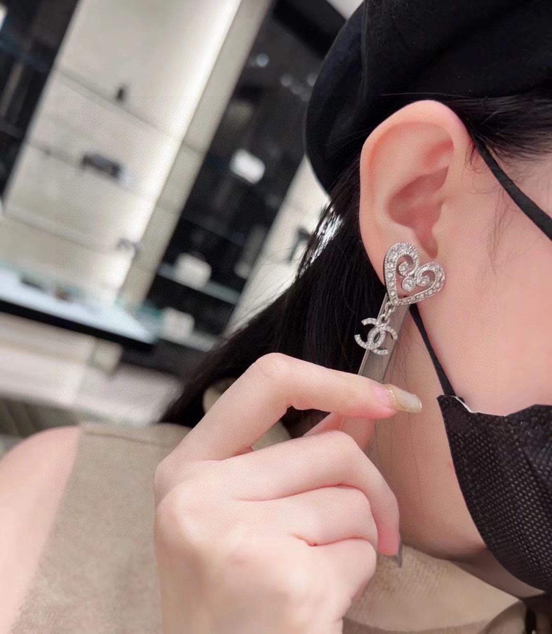 Chanel Heart Diamond Earrings