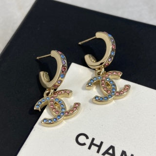 Chanel Diamond Hoop Earrings